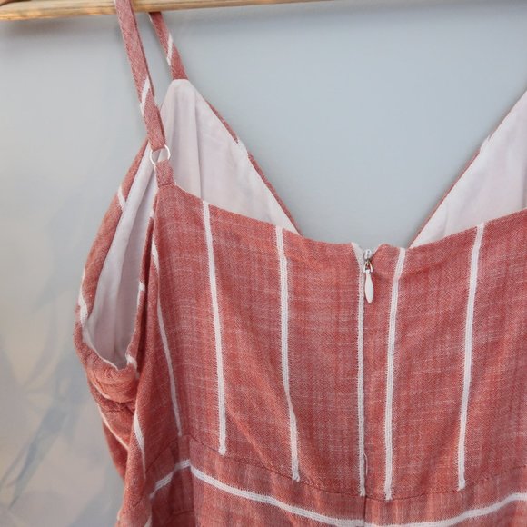 Ten Sixty Sherman Striped Pink V Neck Bow Romper - Picture 7 of 8